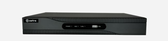 Videograbador 5n1 Safire H.265+ Ahorra espacio y ancho de banda 16 CH HDTVI / HDCVI / AHD / CVBS / 2 IP 4Mpx Lite HDTVI /1080p (12FPS) Salida HDMI Full HD, VGA y BNC (CVBS) 1 CH audio / 1 HDD